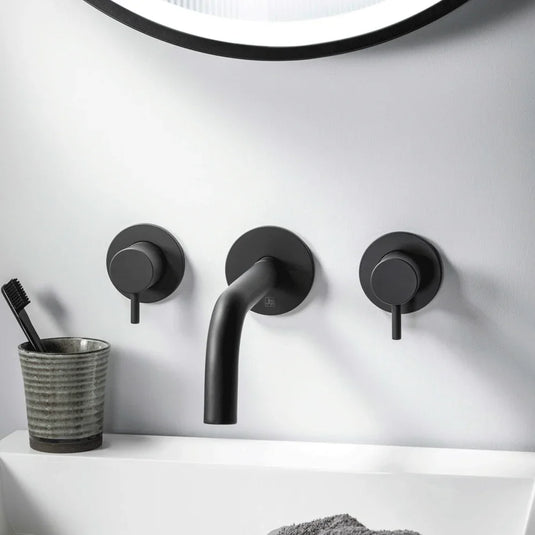 JTP Vos Round Wall Mounted Valves 70mm Wide - Matt Black - Envy Bathrooms Ltd