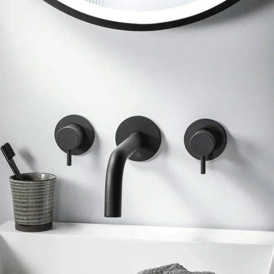 JTP Vos Round Wall Mounted Valves 70mm Wide - Matt Black - Envy Bathrooms Ltd