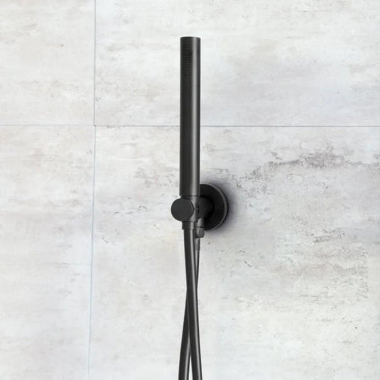 JTP Vos Round Water Outlet with Holder Plastic Hose and Slim Handshower - Matt Black - Envy Bathrooms Ltd