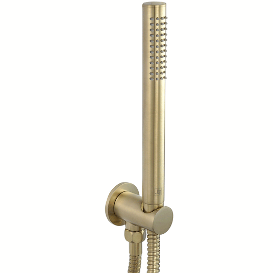 JTP Vos Round Water Outlet with Metal Hose and Handset - Brushed Brass - Envy Bathrooms Ltd