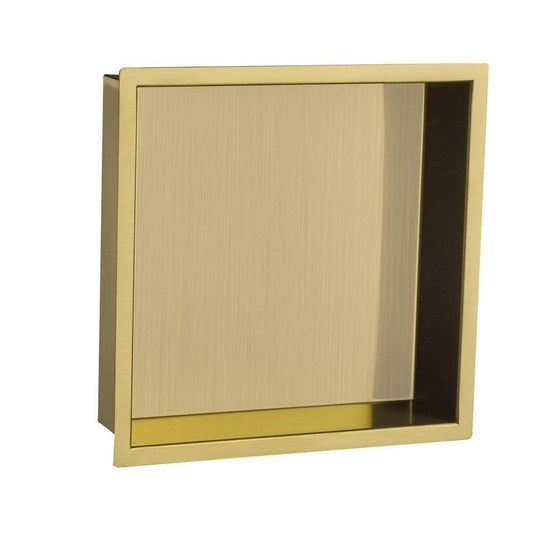 JTP Vos Square Wall Mounted Shower Niche 300mm Wide - Brushed Brass - Envy Bathrooms Ltd