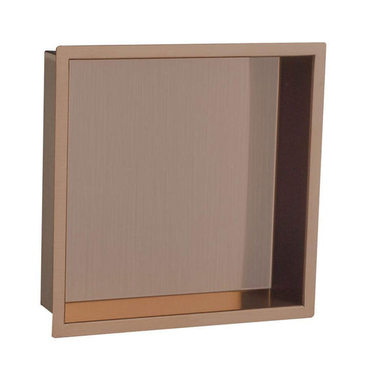 JTP Vos Square Wall Mounted Shower Niche 300mm Wide - Brushed Bronze - Envy Bathrooms Ltd
