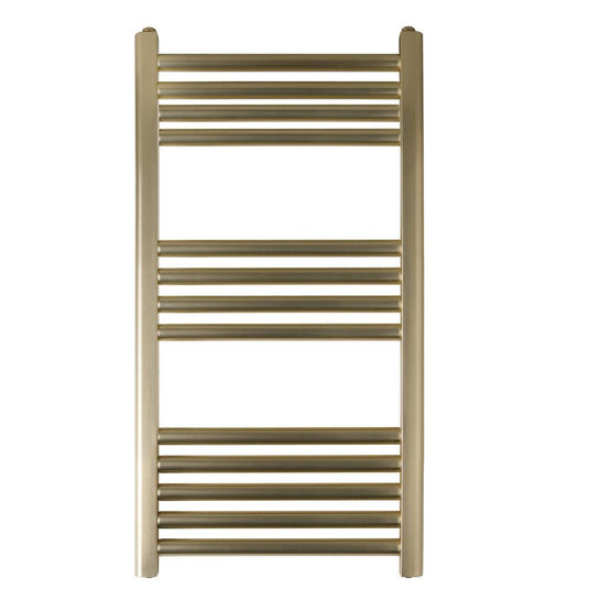 JTP Vos Straight Heated Towel Rail 1200mm H x 400mm W - Brushed Brass - Envy Bathrooms Ltd