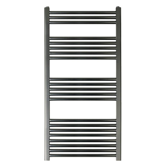 JTP Vos Straight Heated Towel Rail 1200mm H x 600mm W - Brushed Black - Envy Bathrooms Ltd