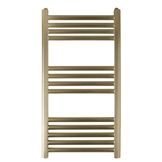 JTP Vos Straight Heated Towel Rail 800mm H x 400mm W - Brushed Brass - Envy Bathrooms Ltd