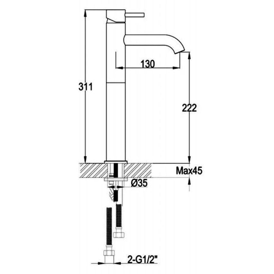 JTP Vos Tall Basin Mixer Tap - Matt Black - Envy Bathrooms Ltd