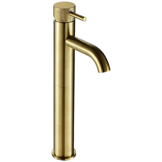 JTP Vos Tall Basin Mixer Tap with Designer Handle - Brushed Brass - Envy Bathrooms Ltd