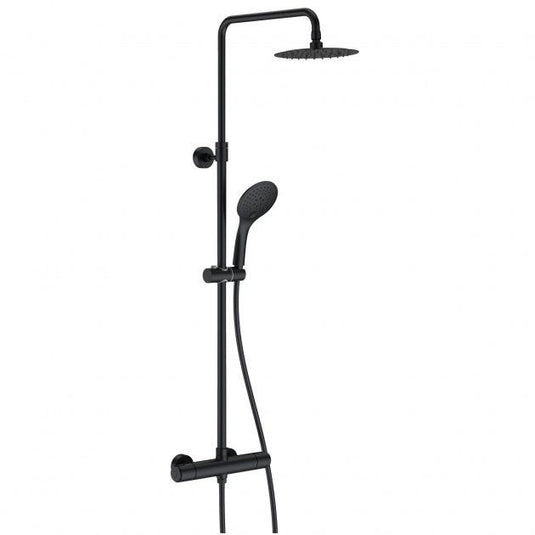 JTP Vos Thermostatic Bar Mixer Shower with Adjustable Riser + Shower Kit Cool Touch - Matt Black - 289081MB - Envy Bathrooms Ltd