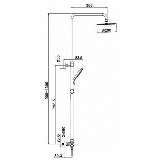 JTP Vos Thermostatic Bar Mixer Shower with Adjustable Riser + Shower Kit Cool Touch - Matt Black - 289081MB - Envy Bathrooms Ltd