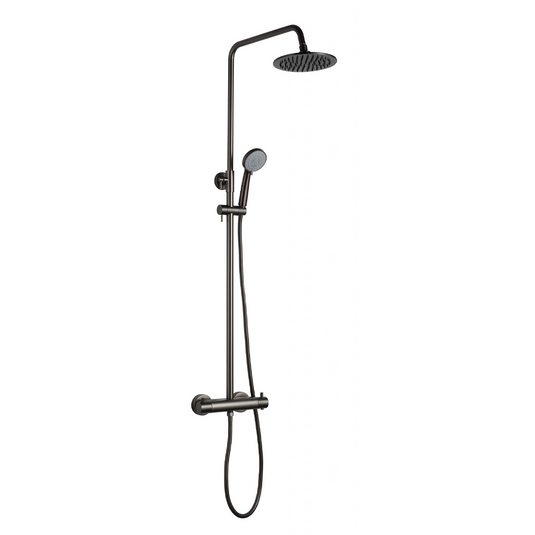 JTP Vos Thermostatic Bar Mixer Shower with Shower Kit + Fixed Head - Brushed Black - 2752819BBL - Envy Bathrooms Ltd