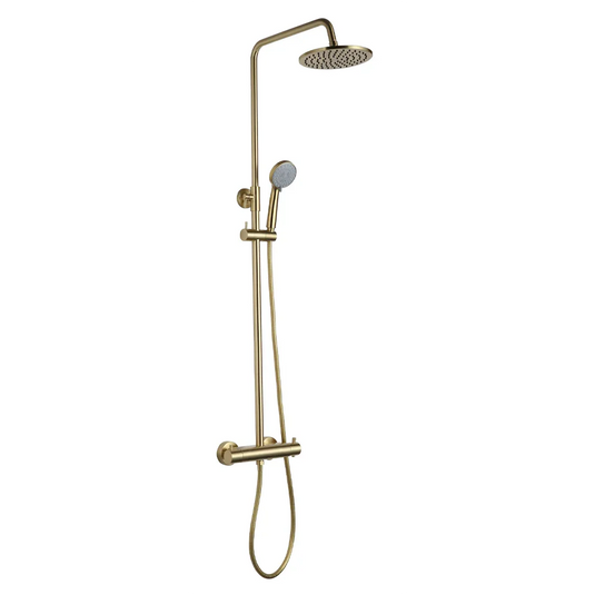 JTP Vos Thermostatic Bar Mixer Shower with Shower Kit + Fixed Head - Brushed Brass - 2352819BBR - Envy Bathrooms Ltd