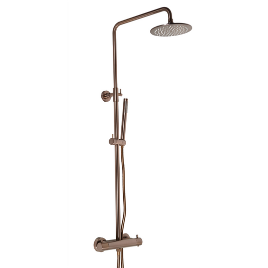 JTP Vos Thermostatic Bar Valve with 2 Outlets, Adjustable Riser and Multifunction Shower Handle - Brushed Bronze - 2152819BRZ - Envy Bathrooms Ltd