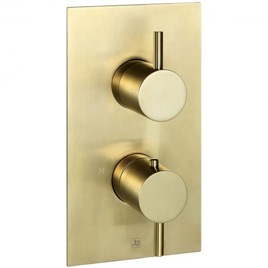 JTP Vos Thermostatic Concealed 2 Outlets Shower Valve - Brushed Brass - Envy Bathrooms Ltd