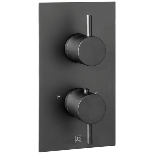 JTP Vos Thermostatic Concealed 2 Outlets Shower Valve - Matt Black - Envy Bathrooms Ltd