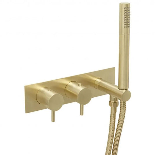 JTP Vos Thermostatic Concealed 2 Outlets Shower Valve with Attached Handset - Brushed Brass - Envy Bathrooms Ltd