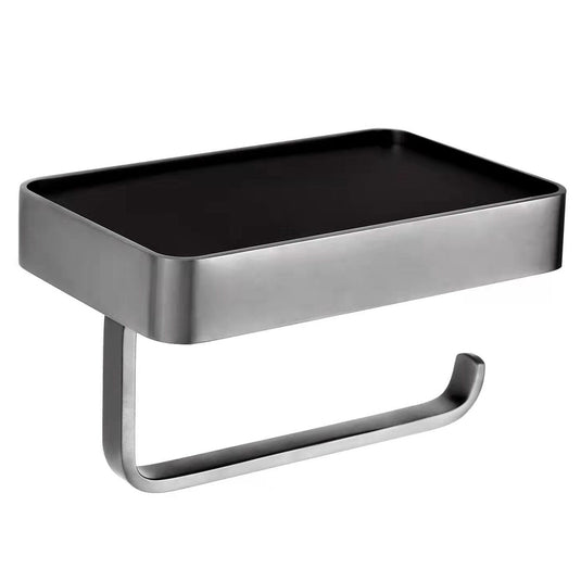 JTP Vos Toilet Roll Holder with Mobile Phone Shelf - Brushed Black - 27261BBL - Envy Bathrooms Ltd