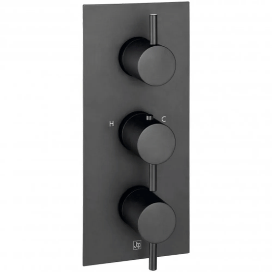 JTP Vos Vertical Thermostatic Concealed 2 Outlets Shower Valve - Matt Black - Envy Bathrooms Ltd