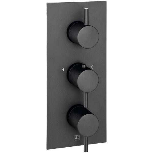 JTP Vos Vertical Thermostatic Concealed 3 Outlets Shower Valve - Matt Black - Envy Bathrooms Ltd