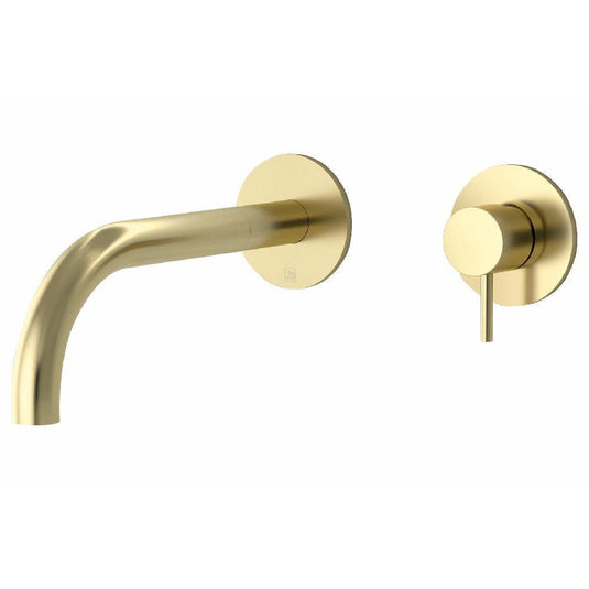 JTP Vos Wall Mounted Basin Mixer Tap 150mm Spout - Brushed Brass - Envy Bathrooms Ltd