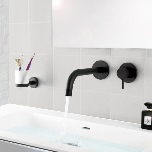 JTP Vos Wall Mounted Basin Mixer Tap 200mm Spout - Matt Black - Envy Bathrooms Ltd