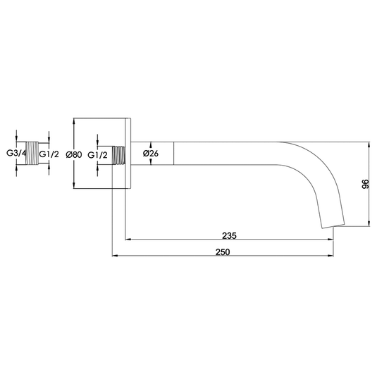 JTP Vos Wall Mounted Bath/Basin Spout - Matt Black - Envy Bathrooms Ltd