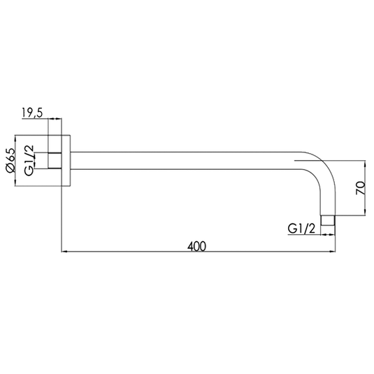 JTP Vos Wall Mounted Shower Arm 400mm - Matt Black - Envy Bathrooms Ltd