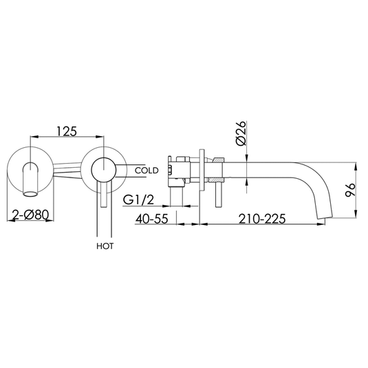 JTP Vos Wall Mounted Single Lever Basin Mixer Tap - Brushed Bronze - Envy Bathrooms Ltd