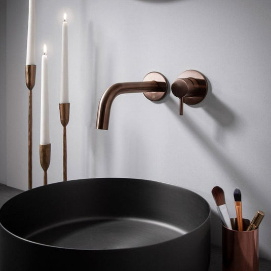 JTP Vos Wall Mounted Single Lever Basin Mixer Tap - Brushed Bronze - Envy Bathrooms Ltd