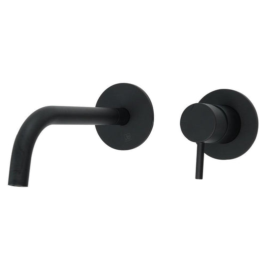 JTP Vos Wall Mounted Single Lever Basin Mixer Tap with Slim Spout 200mm - Matt Black - Envy Bathrooms Ltd