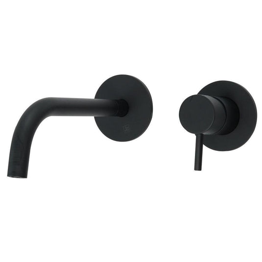 JTP Vos Wall Mounted Single Lever Basin Mixer Tap with Slim Spout 250mm - Matt Black - Envy Bathrooms Ltd