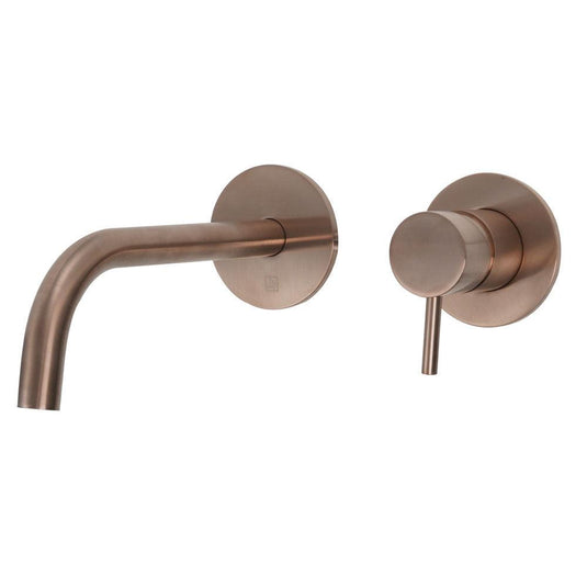 JTP Vos Wall Mounted Single Lever Slim Basin Mixer Tap - Brushed Bronze - Envy Bathrooms Ltd