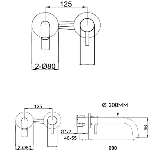 JTP Vos Wall Mounted Single Lever Slim Basin Mixer Tap - Brushed Bronze - Envy Bathrooms Ltd