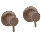 Pair of modern brushed bronze wall-mounted bathroom tap handles