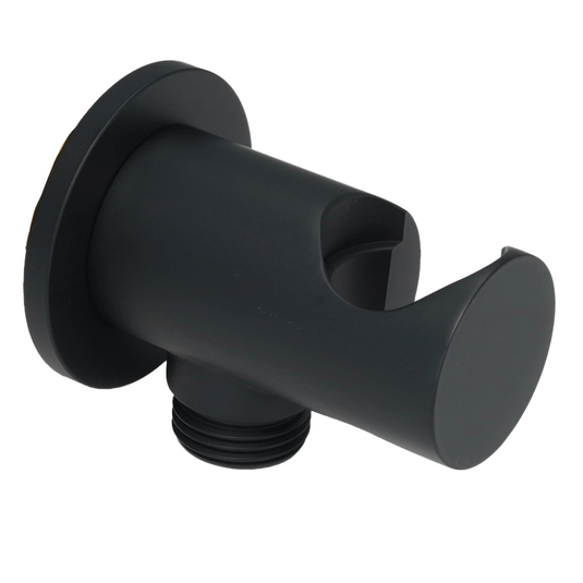 JTP Vos Water Outlet Elbow with Wall Support - Matt Black - Envy Bathrooms Ltd