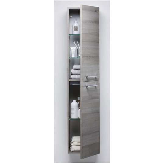 JTP Wall Hung 2-Door Tall Storage Unit 350mm Wide - Grey - Envy Bathrooms Ltd