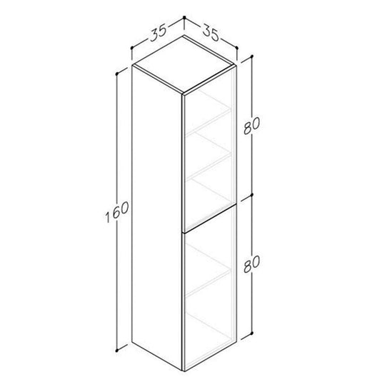 JTP Wall Hung 2-Door Tall Storage Unit 350mm Wide - Grey - Envy Bathrooms Ltd