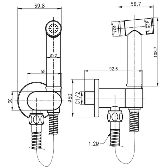 JTP Wall Mounted Douche Set - Chrome - Envy Bathrooms Ltd