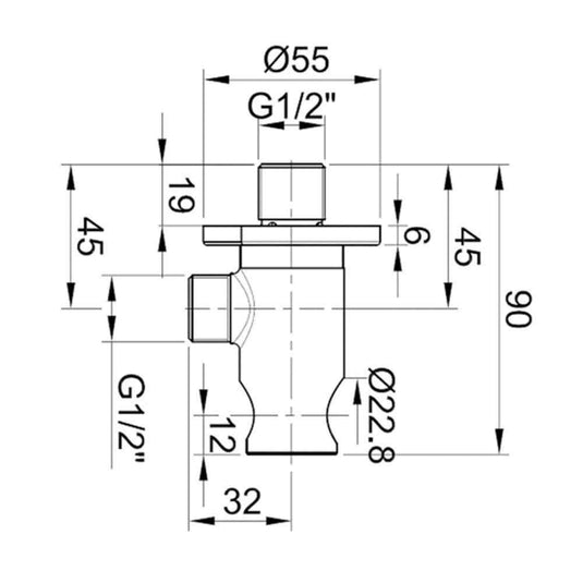 JTP Water Outlet with Wall Support Elbow - Envy Bathrooms Ltd