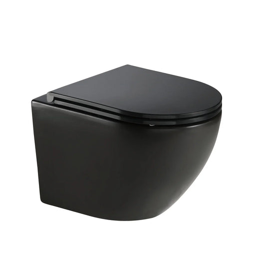 JTP Wortex Rimless Wall Hung Toilet With Tornado Effect Inc. Toilet Seat - Black - BLW003RL - Envy Bathrooms Ltd