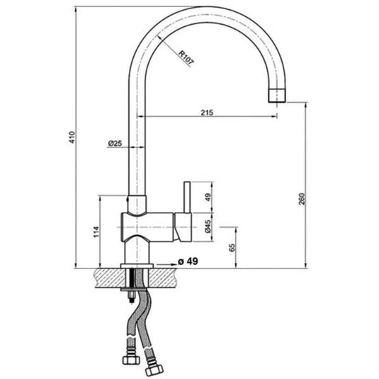 JTP Zeeca Kitchen Sink Mixer Tap - Single Handle - Chrome - Envy Bathrooms Ltd