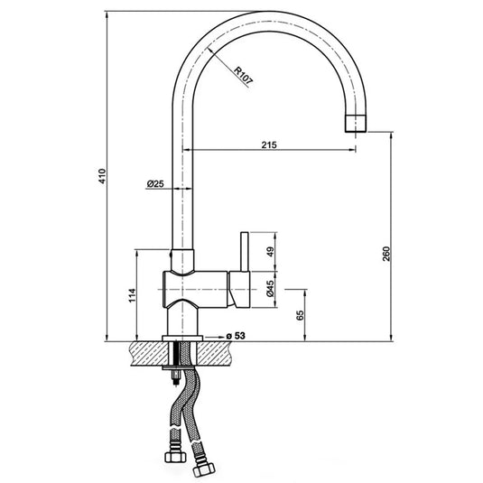 JTP Zeeca Mono Kitchen Sink Mixer Tap - Stainless Steel - Envy Bathrooms Ltd