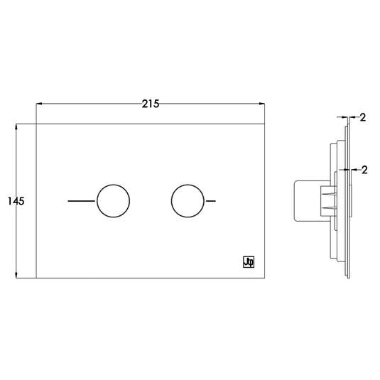 JTP Metal Pneumatic Dual Flush Plate 215mm Wide - Brushed Brass