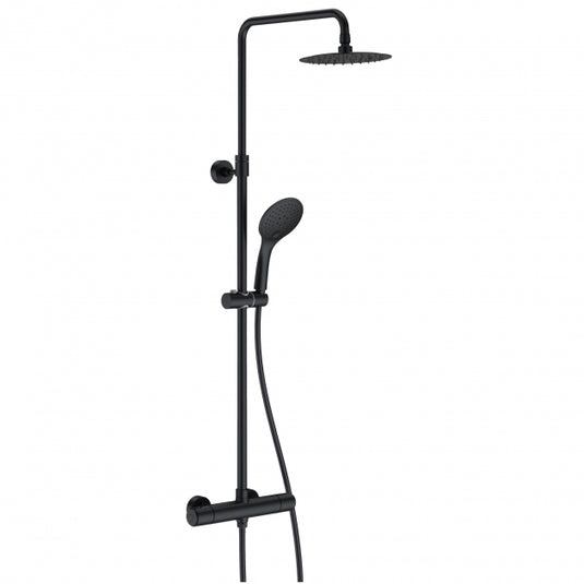 JTP Vos Thermostatic Bar Mixer Shower with Adjustable Riser + Shower Kit Cool Touch - Matt Black - 289081MB