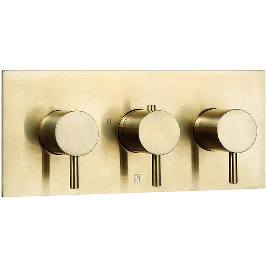 JTP Vos Horizontal Thermostatic Concealed 2 Outlets Shower Valve - Brushed Brass - Envy Bathrooms Ltd