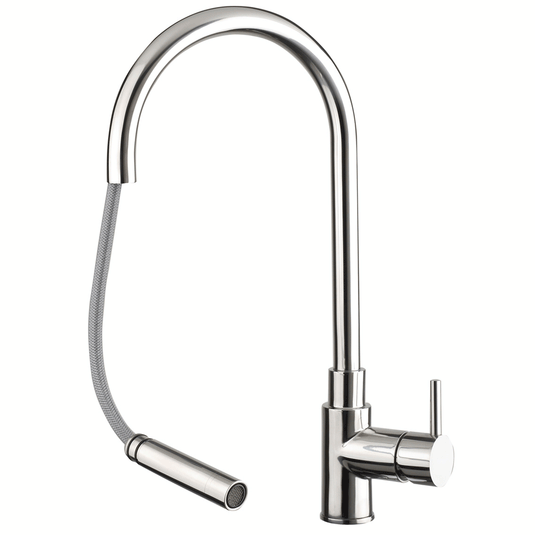 JTP Zecca Kitchen Sink Mixer Tap with Pullout Spout - Stainless Steel - Envy Bathrooms Ltd