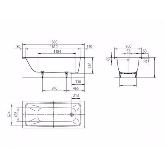 Kaldewei Cayono 751 1800x800mm Single Ended Bath 2TH | 275120000001