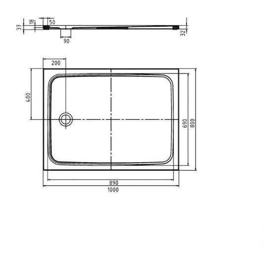 Kaldewei Cayonoplan 1000x800mm Shower Tray with Support Alpine White | 361647980001