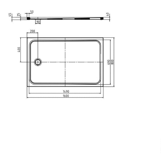 Kaldewei Cayonoplan 1600x800mm Shower Tray Extra Flat Support Alpine White | 363647980001