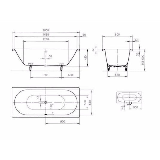 Kaldewei Classic Duo 110 1800x800mm Double Ended Bath 0TH | 291000010001
