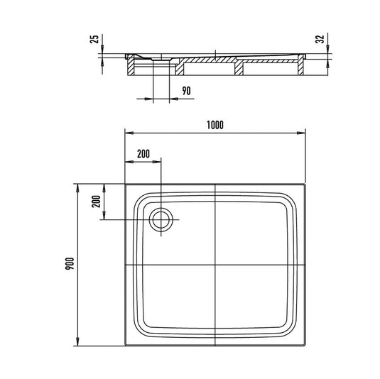 Kaldewei Conoflat 784-2 1000x900mm Shower Tray Support Secure Plus White | 465448042711
